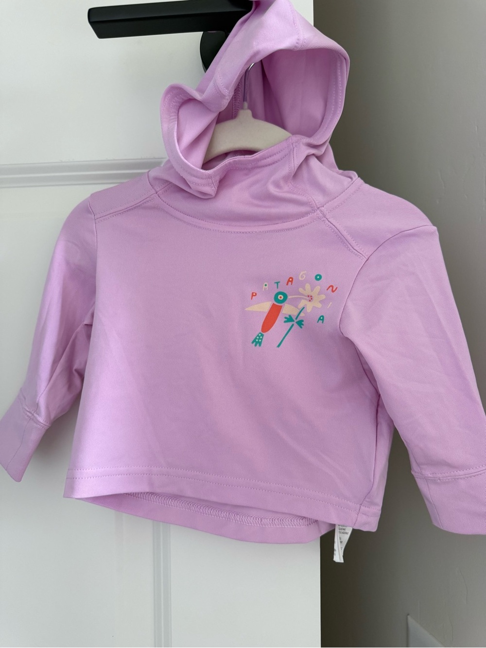 Patagonia Baby Lavender Hooded Pullover with Bird Graphic